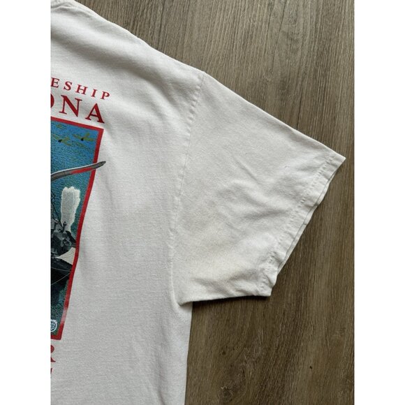 Vintage 90's USS Arizona Pearl Harbor Hawaii Battleship USA World War White Tee - Picture 10 of 16